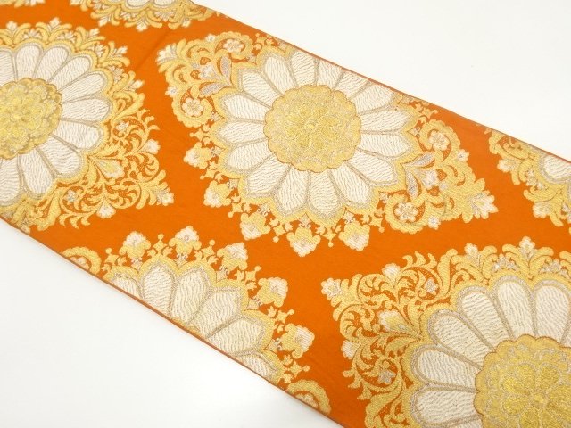JAPANESE KIMONO / ANTIQUE HISHIKA-MON PATTERN WOVEN FUKURO OBI (MATERI